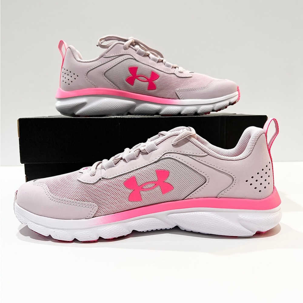 Under Armour GGS Assert 9 Girls Size 6Y Running Shoes 3024634-600 Pink/White